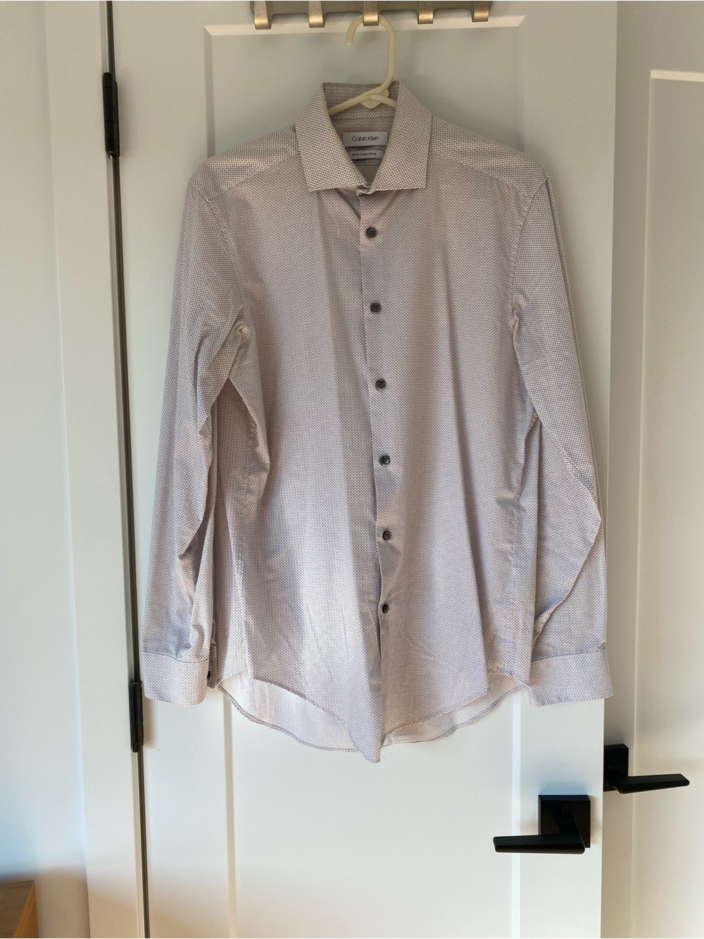 Calvin Klein White Shirt with Tiny Black and Pink Microprint